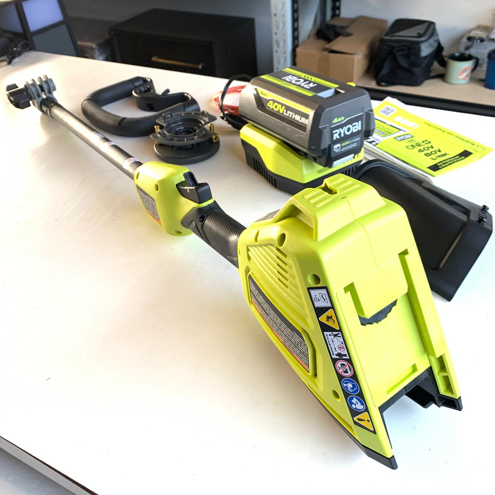 40V HP Brushless 16 in. Cordless Carbon Fiber Shaft Attachment Capable String Trimmer with 4.0 Ah Battery and Charger (RY40HPST01K) 40V HP Brushless 16 in. Cordless Carbon Fiber Shaft Attachment Capable String Trimmer with 4.0 Ah Battery and Charger (RY40HPST01K)